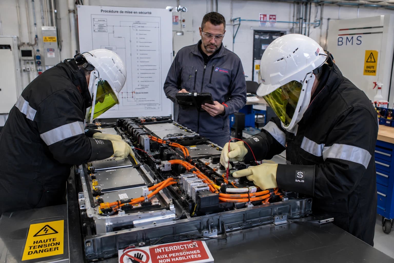 Pédagogie pratique sur une batterie haute tension